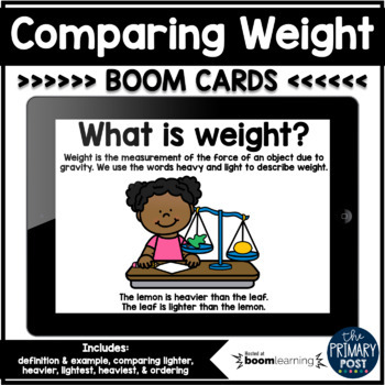 Preview of Comparing Weight Boom Cards™ Distance Learning