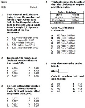 comparing whole numbers worksheet teaching resources tpt