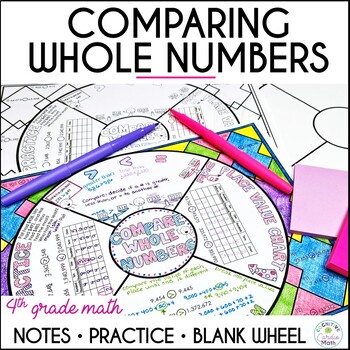 Preview of Comparing Whole Numbers 4th Grade Math Wheel Guided Notes and Practice