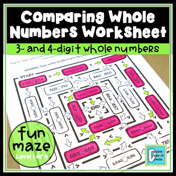 Compare Whole Numbers Worksheet - 4 digits | Distance Learning for Packets