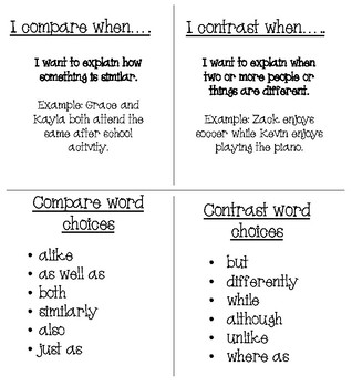 compare and contrast examples 3rd grade