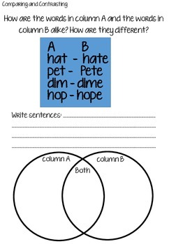 Comparing and Contrasting Printables and Lesson Plan | TpT