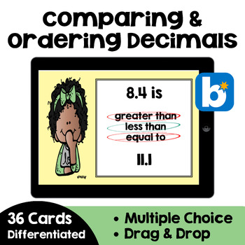 Preview of Comparing and Ordering Decimals Boom Cards - Self Correcting Digital Task Cards