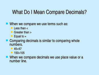 Preview of Comparing and Ordering Decimals PowerPoint