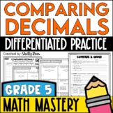 Comparing and Ordering Decimals Worksheets 5th Grade