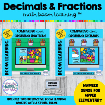 Preview of Comparing and Ordering Decimals and Fractions | Boom Learning℠ | Spring BUNDLE
