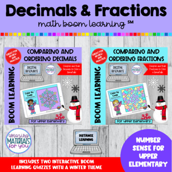 Preview of Comparing and Ordering Decimals and Fractions | Boom Learning℠ | Winter BUNDLE
