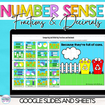 Preview of Comparing & Ordering Decimals & Fractions | Google™ Slides and Sheets