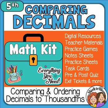 Preview of Comparing and Ordering Decimals to Thousandths 5th Grade Math Kit