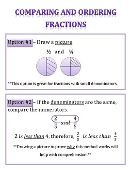 Preview of Comparing and Ordering Fraction Notes (5 options shown)