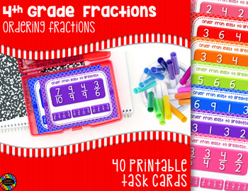 Preview of Comparing and Ordering Fractions Task Cards