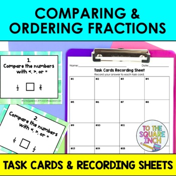 Preview of Comparing and Ordering Fractions Task Cards | Math Center Practice Activity