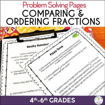 Preview of Comparing and Ordering Fractions Word Problems Problem Solving Worksheets