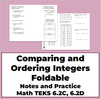 Preview of Comparing and Ordering Integers