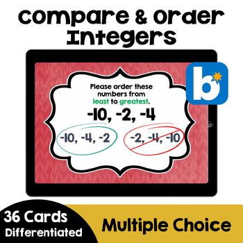 Preview of Comparing and Ordering Integers Boom Cards - Self Correcting Digital Task Cards