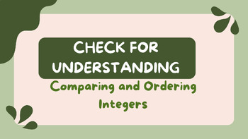 Preview of Comparing and Ordering Integers Check for Understanding