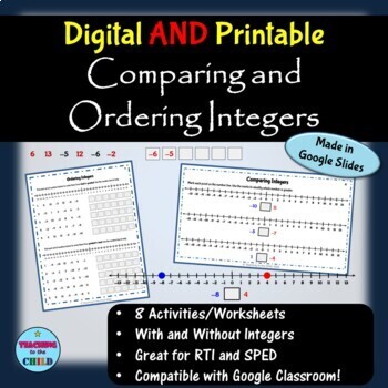 Preview of Comparing and Ordering Integers - Digital and Printable