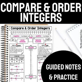 Preview of Compare and Order Integers Notes EDITABLE
