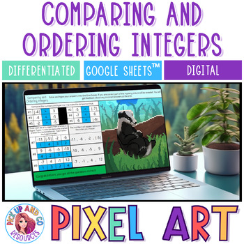 Preview of Comparing and Ordering Integers & Absolute Value Math Pixel Art Google Sheets