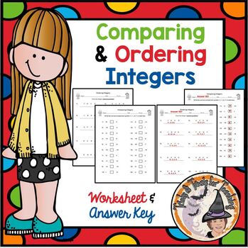 Preview of Comparing and Ordering Integers Worksheets with Answer KEY
