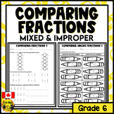 Comparing and Ordering Mixed and Improper Fractions Worksheets