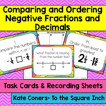 Preview of Comparing and Ordering Negative Fractions and Decimals Task Cards
