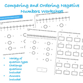 Comparing and Ordering Negative Numbers Worksheet