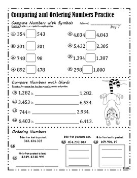 Preview of Comparing and Ordering Numbers