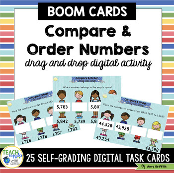 Preview of Comparing and Ordering Numbers Place Value to Ten Thousands BOOM Cards TEKs 3.2D