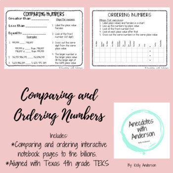 Preview of Comparing and Ordering Numbers Interactive Notebook