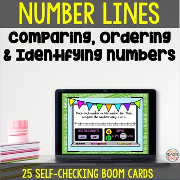 Preview of Comparing and Ordering Numbers on a Number Line: Boom Cards