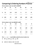 Comparing and Ordering Numbers to the Thousands Place