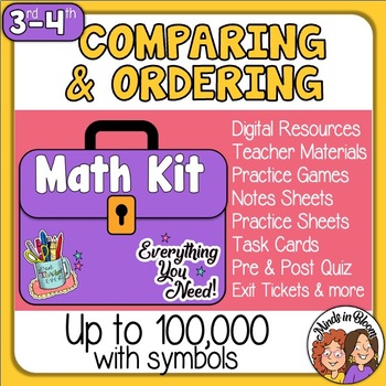 Preview of Comparing and Ordering Numbers up to 100,00 3rd - 4th Grade Math Kit