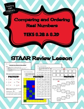 Preview of Comparing and Ordering Real Numbers - STAAR Review Lesson - TEKS 8.2B, 8.2D