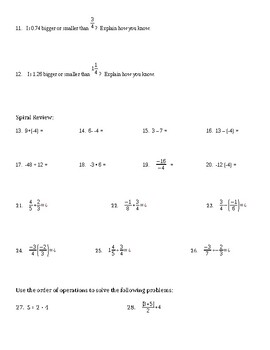 Comparing and Ordering Rational Numbers Worksheet by Math with Sanchez