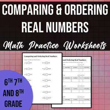 Preview of Comparing and Ordering Real Numbers