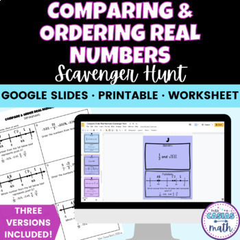 Preview of Comparing and Ordering Real Numbers Activity Scavenger Hunt Digital Printable