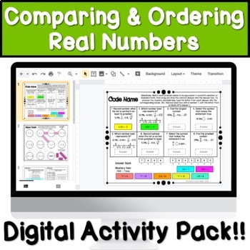 Preview of Comparing and Ordering Real Numbers Digital Activity FREE