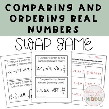 Preview of Comparing and Ordering Real Numbers Game