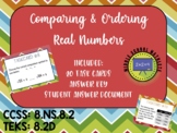 Comparing and Ordering Real Numbers Task Cards