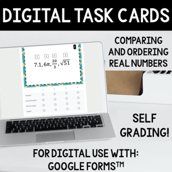 Preview of Comparing and Ordering Real Numbers Task Cards - PDF and Google Form