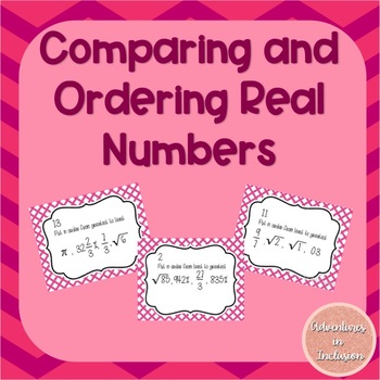 Preview of Comparing and Ordering Real Numbers Task Cards