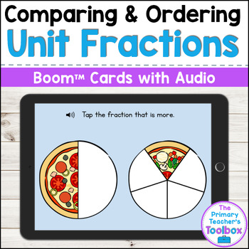 Preview of Comparing and Ordering Unit Fractions Boom™ Cards