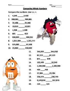 Preview of Comparing and Ordering Whole Numbers