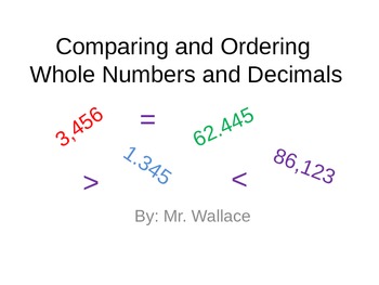 Preview of Comparing and Ordering Whole Numbers and Decimals Instructional PowerPoint
