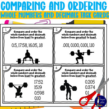Preview of Comparing and Ordering Whole Numbers and Decimals Task Cards