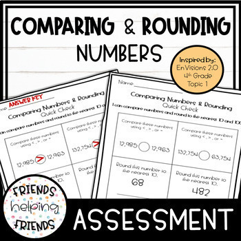 Preview of Comparing and Rounding Numbers Place Value Worksheet, Quiz, Envision Topic 1