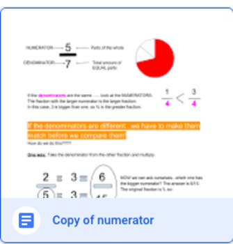 Preview of Comparing fractions with Unlike Denominators
