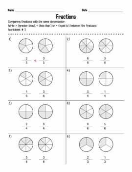 Comparing fractions with the same denominator and same numerator Grade 3