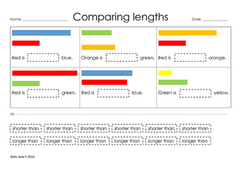 Comparing lengths activity by Teaching Little Berries | TpT